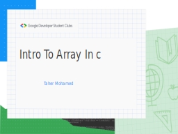 Intro To Array In c 